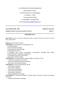 lementi di Psicologia, Sociologia e Statistica (programma svolto)