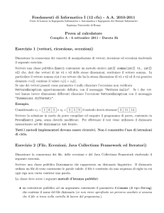 Esercizi - Dipartimento di Informatica e Sistemistica