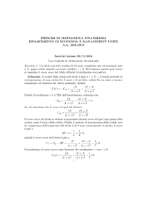 ESERCIZI DI MATEMATICA FINANZIARIA DIPARTIMENTO DI