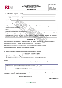 RISONANZA MAGNETICA DICHIARAZIONE DEL PAZIENTE COD