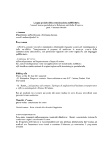 Lingua speciale della comunicazione pubblicitaria Corso di laurea