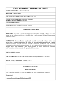 Archeologia classica T - Dipartimento di Scienze umane