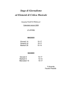 Stage di Giornalismo ed Elementi di Critica Musicale