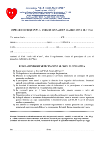 DOMANDA DI FREQUENZA AI CORSI DI GINNASTICA