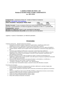 Laboratorio di Fisica III – modulo di Sistemi di Rivelazione