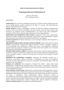 Programma del Corso di Biochimica II