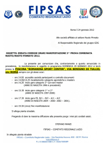presso la PISCINA “ROMANINA SPORT CENTER”, VIA