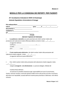 modulo per la consegna dei referti per pazienti
