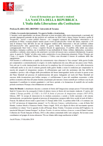 LA NASCITA DELLA REPUBBLICA L`Italia dalla Liberazione alla
