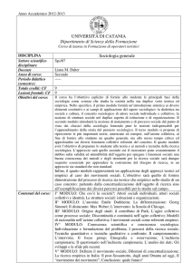Sociologia generale (9 CFU) - dott.ssa L. Daher