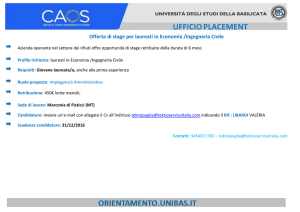Offerta di stage per laureati in Economia /Ingegneria Civile