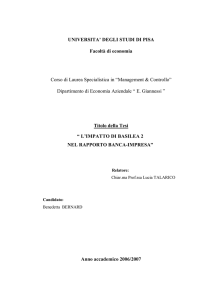 UNIVERSITA` DEGLI STUDI DI PISA Facoltà di economia Corso di