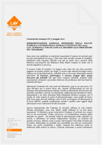 Comunicato stampa LAV 3 maggio 2017 SPERIMENTAZIONE