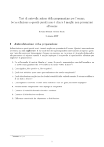 Test di autovalutazione della preparazione per l`esame. Se la