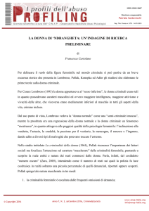 la donna di `ndrangheta: un`indagine di ricerca