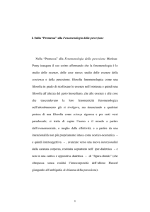 1 I. Sulla “Premessa” alla Fenomenologia della percezione Nella