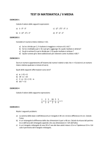 Test di Matematica II Media: Esercizi e Problemi