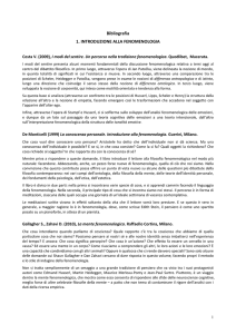 Bibliografia 1. INTRODUZIONE ALLA FENOMENOLOGIA