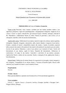 UNIVERSITA` DEGLI STUDI DELLA CALABRIA FACOLTA` DI