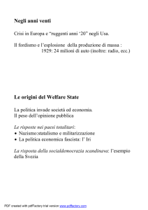 Negli anni venti Le origini del Welfare State