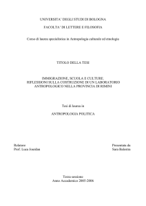 UNIVERSITA` DEGLI STUDI DI BOLOGNA FACOLTA` DI LETTERE