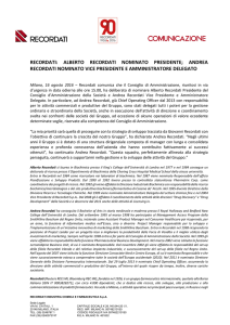 alberto recordati nominato presidente
