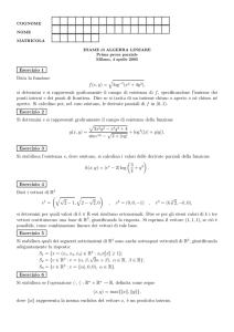Esercizio 1 Data la funzione f(x, y) = √log si