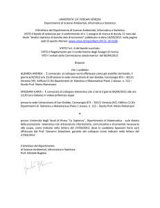 UNIVERSITA` CA` FOSCARI VENEZIA Dipartimento di Scienze