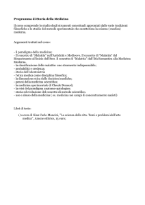 Programma di Storia della Medicina Il corso comprende lo studio