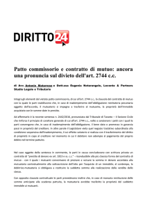 Patto commissorio e contratto di mutuo: ancora una pronuncia sul