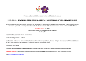1915-2015 – GENOCIDIO DEGLI ARMENI: VERITA` E MEMORIA
