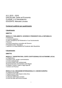 AS 2015 – 2016 DISCIPLINA: Diritto ed
