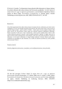 La dimensione transculturale della letteratura in lingua italiana di
