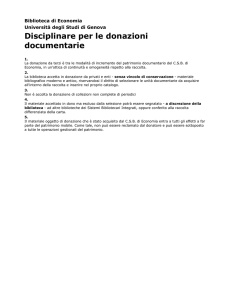 Disciplinare per le donazioni documentarie