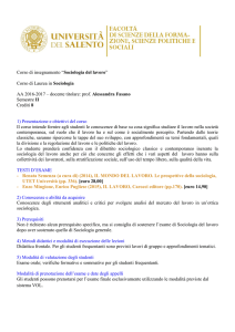 Corso di insegnamento “Sociologia del lavoro”