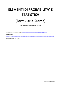 ELEMENTI DI PROBABILITA` E STATISTICA [Formulario Esame]