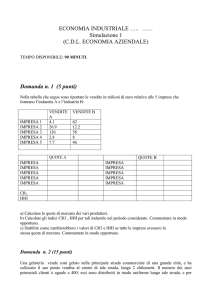 ECONOMIA INDUSTRIALE ….. …… Simulazione 1 (C.D.L.