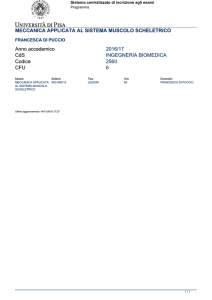 MECCANICA APPLICATA AL SISTEMA MUSCOLO SCHELETRICO