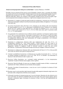 Istituzioni di Fisica della Materia Alcuni esercizi preparatori alla