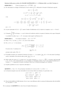 Soluzioni della prova scritta di ANALISI MATEMATICA I
