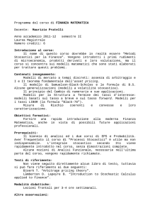 Programma del corso di FINANZA MATEMATICA