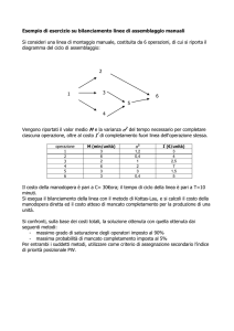 Esempio di esercizio su bilanciamento linee di assemblaggio