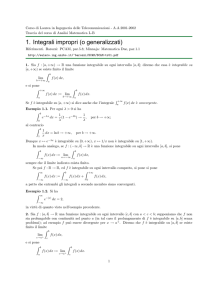 1. Integrali impropri (o generalizzati)