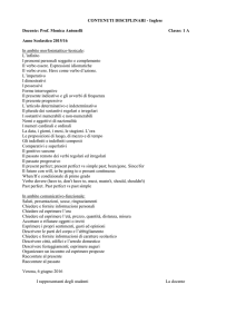 CONTENUTI DISCIPLINARI - Inglese Docente: Prof. Monica
