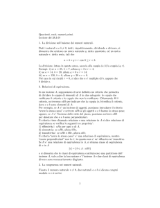 Quozienti, resti, numeri primi. Lezione del 28.3.07 1. La divisione