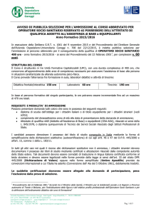 AVVISO DI PUBBLICA SELEZIONE PER L`AMMISSIONE AL