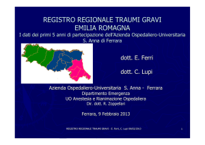Registro regionale traumi gravi:i dati dei primi 5 anni di