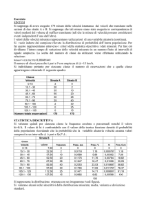 Esercizio SINTESI Si supponga di avere eseguito 170 misure della