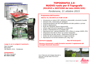 TOPOGRAFIA 2.0 NUOVO ruolo per il Topografo Pordenone, 21