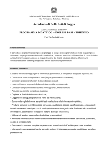 Programma INGLESEBase - Accademia di Belle Arti